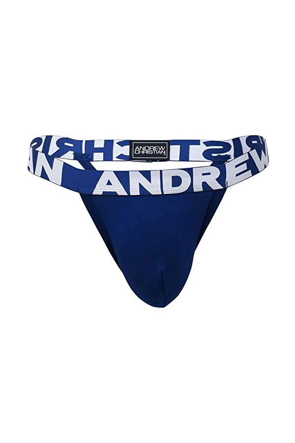 Andrew Christian sous-vêtement Homme Almost Naked® Bamboo Y-Back Thong Marine - Taille M