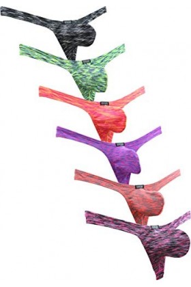 iKingsky String sous-vêtements Homme en Poche Tanga Rayé pour Homme avec Dos en T XXL, Pack de 6 