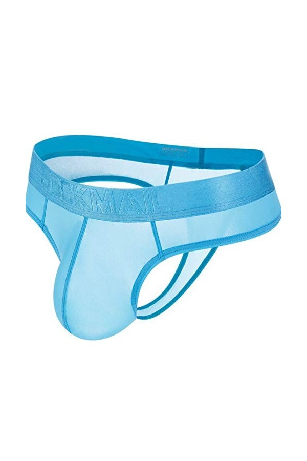 JOCKMAIL Culotte Sexy pour Homme en Soie glacée Transparente pour Homme sous-vêtement Sexy Gay - Noir - Large