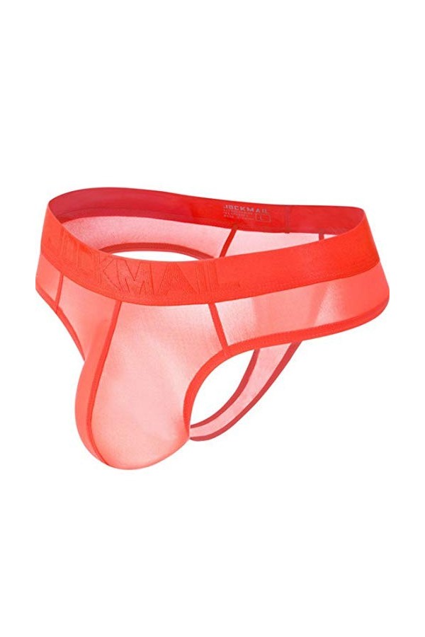 JOCKMAIL Culotte Sexy pour Homme en Soie glacée Transparente pour Homme sous-vêtement Sexy Gay - Noir - Large