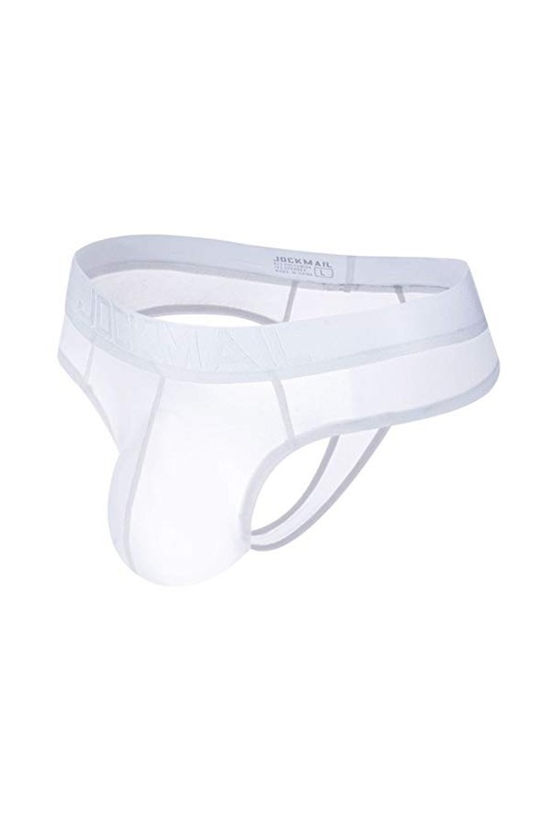 JOCKMAIL Culotte Sexy pour Homme en Soie glacée Transparente pour Homme sous-vêtement Sexy Gay - Noir - Large