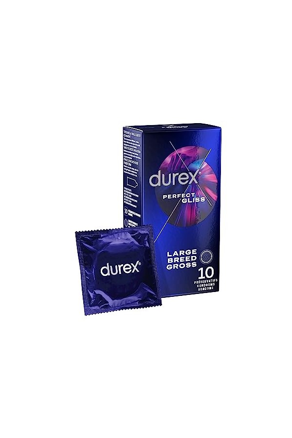 Durex PERFECT GLISS - 30 Préservatifs Extra Lubrifiés Silicone - Lot de 3 x 10 unités