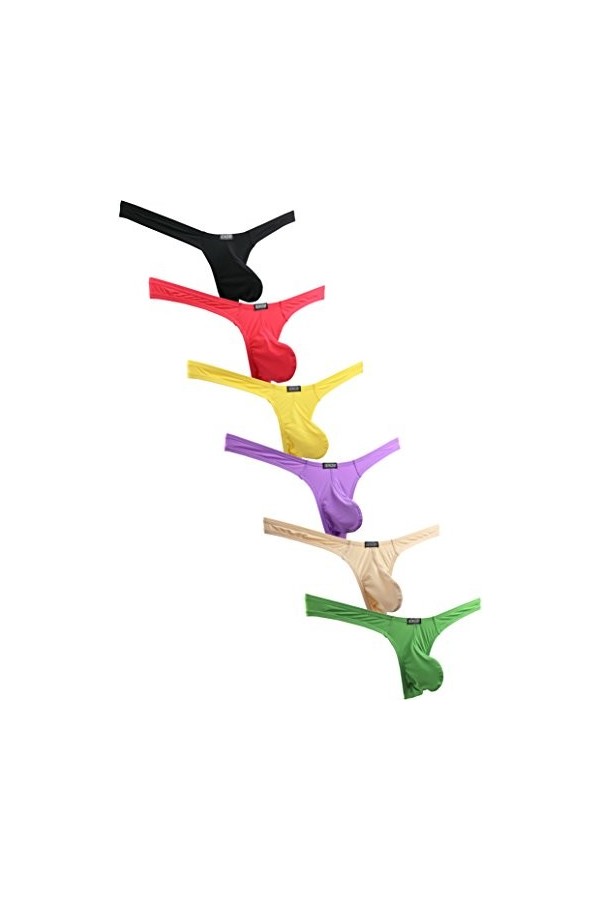 iKingsky String sous-vêtements Homme pour Sexy Soyeux Tanga pour Homme avec Dos en T XL, Pack de 4 