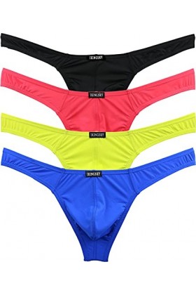 iKingsky String sous-vêtements Homme Soyeux Tanga pour Homme avec Dos en T XXL, Pack de 4 