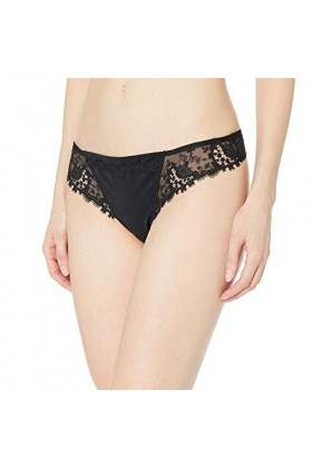 String Tanga satiné avec guipures Wish Noir