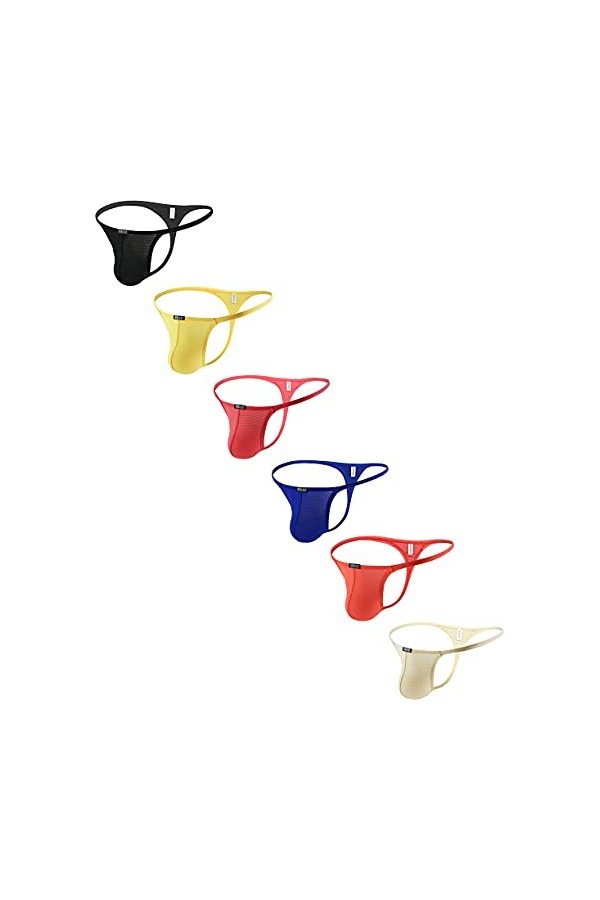 iKingsky Grand sac pour hommes Strings Aiedrigen Taille Rayures Sous-vêtements Tanga Sexy Renflement Caleçon pour hommes, Lot