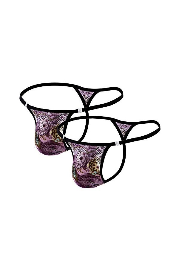 FEOYA- Homme Thong Sexy Évider Dentelle Taille Basse G-String Pouch T-Back Sport Mini Slip Ajustable Homme Sexy Jockstrap Tho