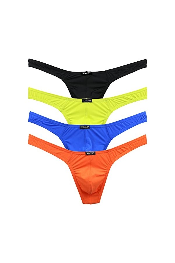 iKingsky String sous-vêtements Homme élasthanne Tanga pour Homme avec Dos en T M, Pack de 6 