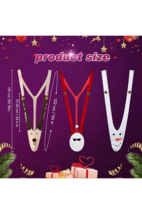 Cadeau Bâillon de Noël sous-Vêtements Hommes Mankini Renne Maillot de Corps String en V avec Cloches pour Halloween Noël Cost