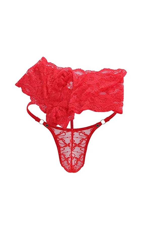 Mankini sexy en dentelle pour homme - String amusant - Boxer triangle - Taille basse - Extensible - Culotte bikini, 1 pièce B