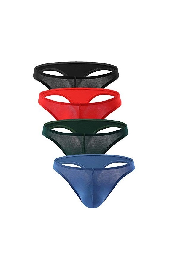 CSMARTE Homme Sexy String Ficelle T Retour Thong sous-vêtements,M,Noir-4 Noir