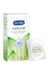 Durex NATURAL - 10 Préservatifs Fins et Lubrifiés à base deau