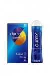 Durex - Lot de Préservatifs et Lubrifiant - 1 Boîte de Préservatifs Confort XXL x10 - Gel Lubrifiant Sensitive 50ml Comfort 
