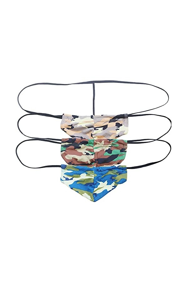 YUFEIDA Homme String Slips Sexy Tangas pour Homme Motif Camouflage Taille Basse Confort Culotte Bikini Briefs Lot