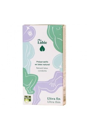 MY LUBIE - 12 Préservatifs Ultra Fins - Lubrifiés, Vegan, Équitable et Sains - Taille Standard 53mm - Sensations Naturelles e
