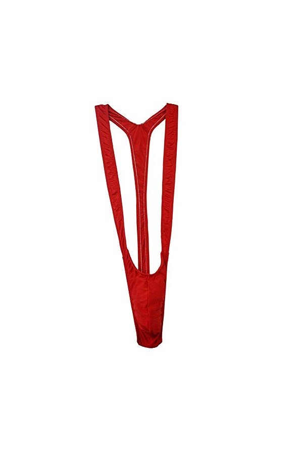 Creamlin String réglable pour homme style borat Vling élastique sous-vêtement sexy bretelles string string, rouge, Taille uni