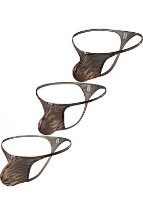 iKingsky Hommes Strings Strings Sexy Taille Basse Renflement Sous-vêtements Y-Back Tanga Sous-vêtements pour Hommes, Lot de 3