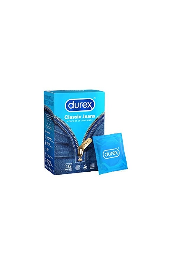 Durex CLASSIC JEANS - 16 Préservatifs - Confort et Confiance
