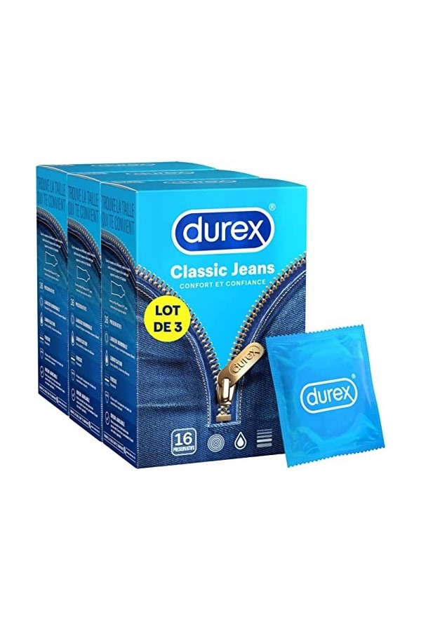 Durex CLASSIC JEANS - 16 Préservatifs - Confort et Confiance