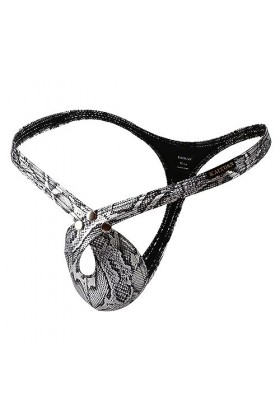 UIWFJEH Jockstrap Homme Sexy Jockstrap pour Hommes Flash Low Rise Thong Sexy Small Open Spaghetti Strap Briefs,Argent,L