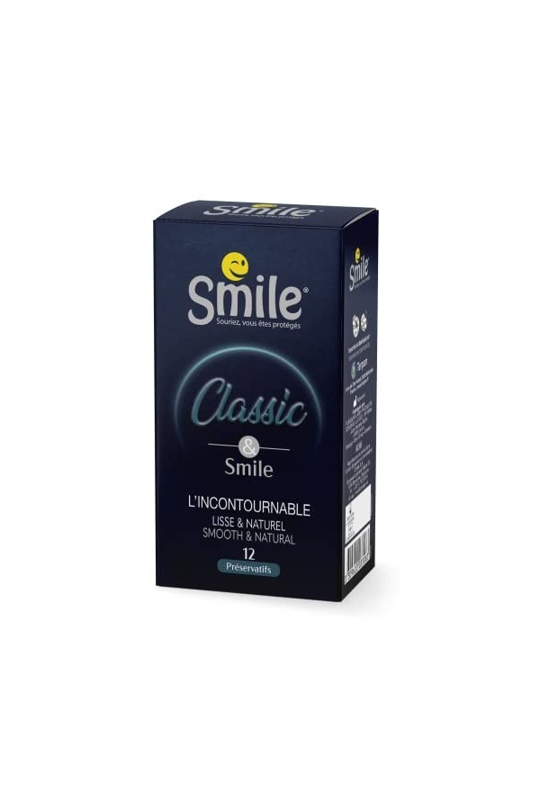 SMILE Préservatifs CLASSIC x12 - LIncontournable lisse et naturel - Boîte de 12 préservatifs masculins