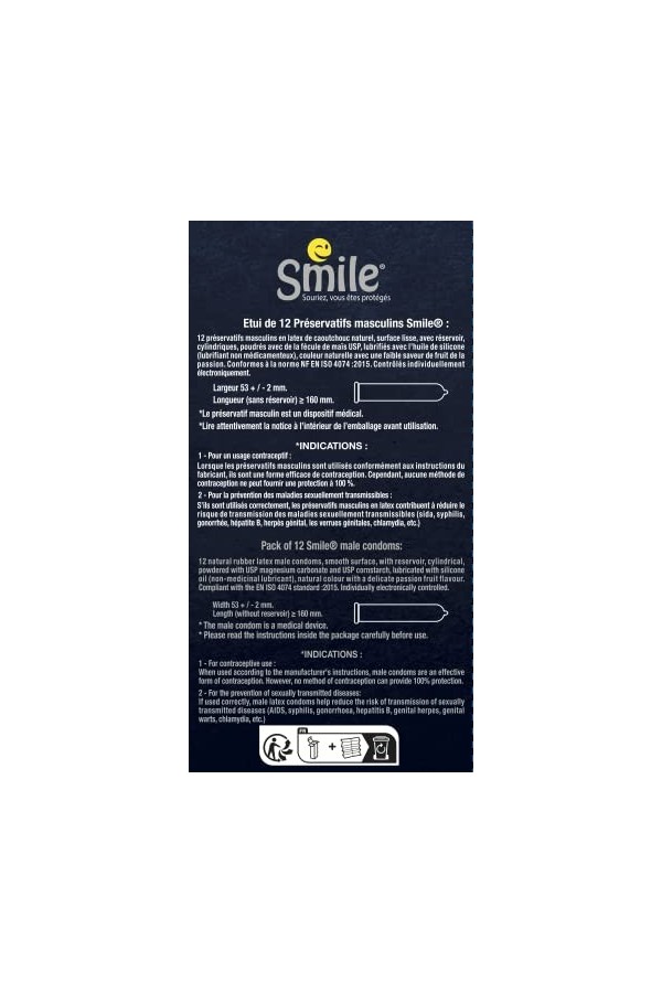 SMILE Préservatifs CLASSIC x12 - LIncontournable lisse et naturel - Boîte de 12 préservatifs masculins
