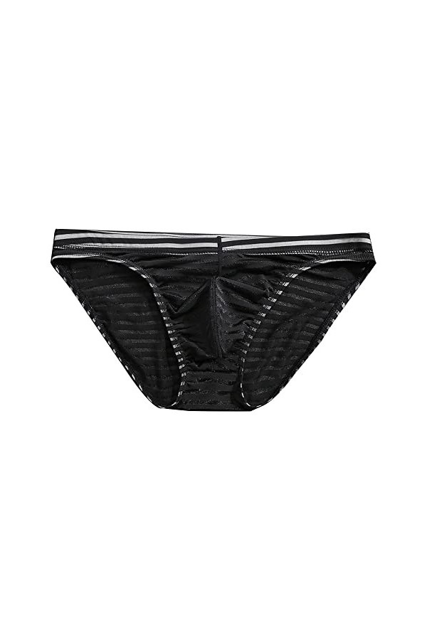 JEShifangjiusu CaleçOn à Rayures à Taille Basse pour Hommes String Sexy en Maille Slip éRotique Transparent Couleur 1PC,XL 