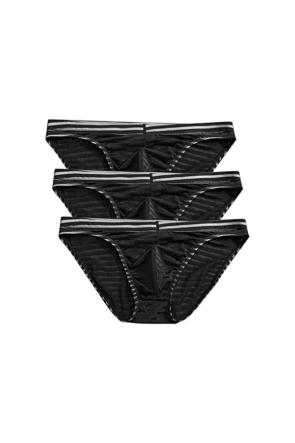 JEShifangjiusu CaleçOn à Rayures à Taille Basse pour Hommes String Sexy en Maille Slip éRotique Transparent Couleur 1PC,XL 