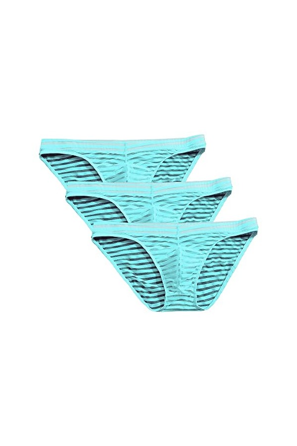 JEShifangjiusu CaleçOn à Rayures à Taille Basse pour Hommes String Sexy en Maille Slip éRotique Transparent Couleur 1PC,XL 