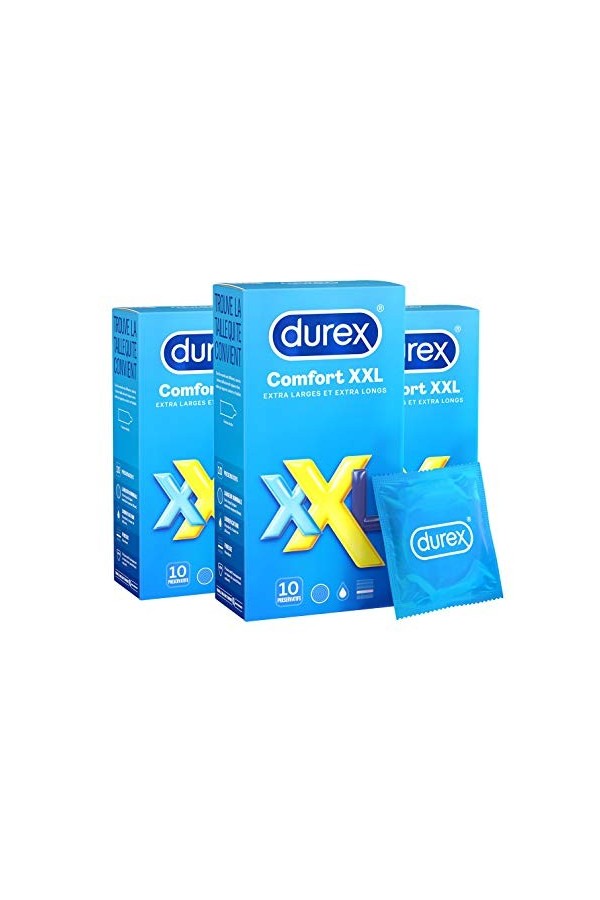Durex - Préservatifs Comfort XXL - 30 Préservatifs Grande Taille Extra Larges