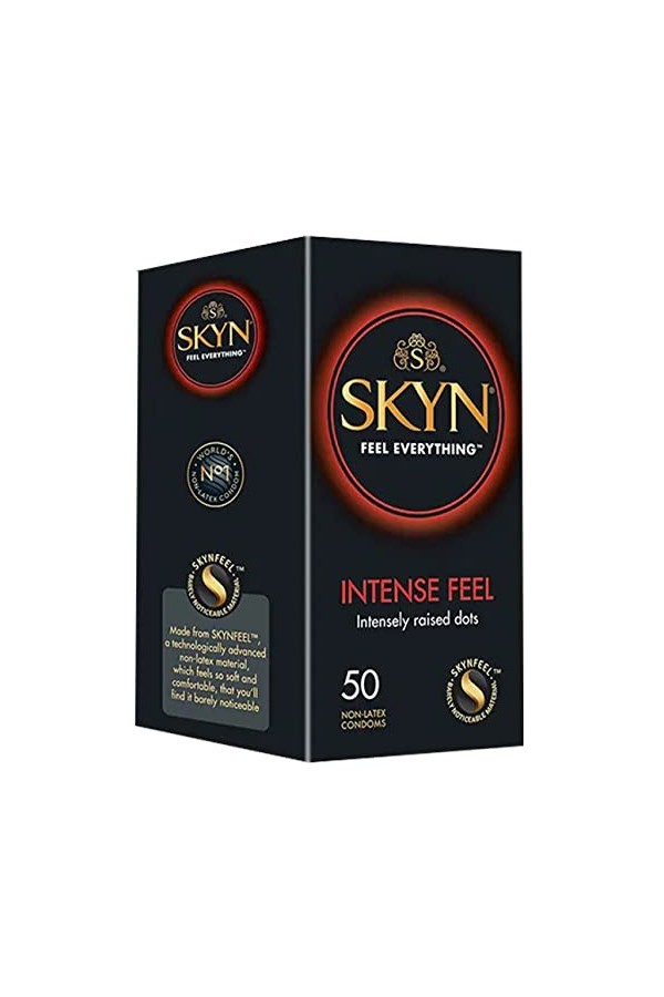 SKYN Intense Feel : Lot de 50 Préservatifs Intensément Perlés sans latex Skynfeel pour Homme | Préservatifs Fins, Forme Droit