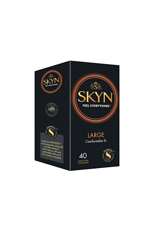 SKYN Large: Lot de 40 préservatifs Extra Larges | Préservatifs XL Sans Latex SKYNFEEL pour Homme, Fins, de Forme Droite et Li
