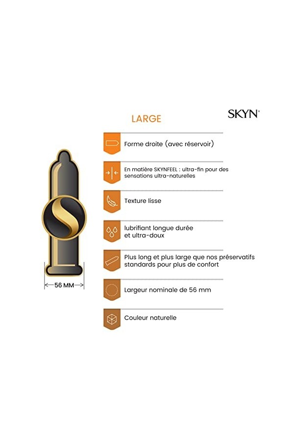 SKYN Large: Lot de 40 préservatifs Extra Larges | Préservatifs XL Sans Latex SKYNFEEL pour Homme, Fins, de Forme Droite et Li