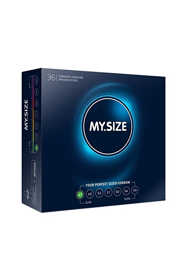 Préservatif MY.SIZE 47 mm, 36 pièces - ajustement parfait et taille adaptée à chacun