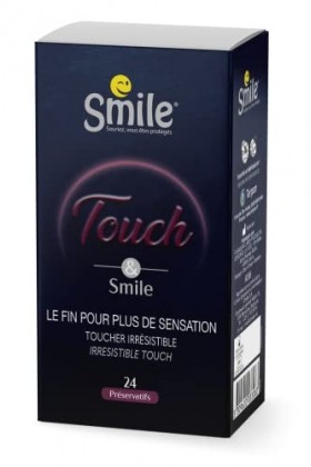 SMILE Préservatifs TOUCH x24 - Le fin pour plus de sensation, toucher irrésistible - Boîte de 24 préservatifs masculins