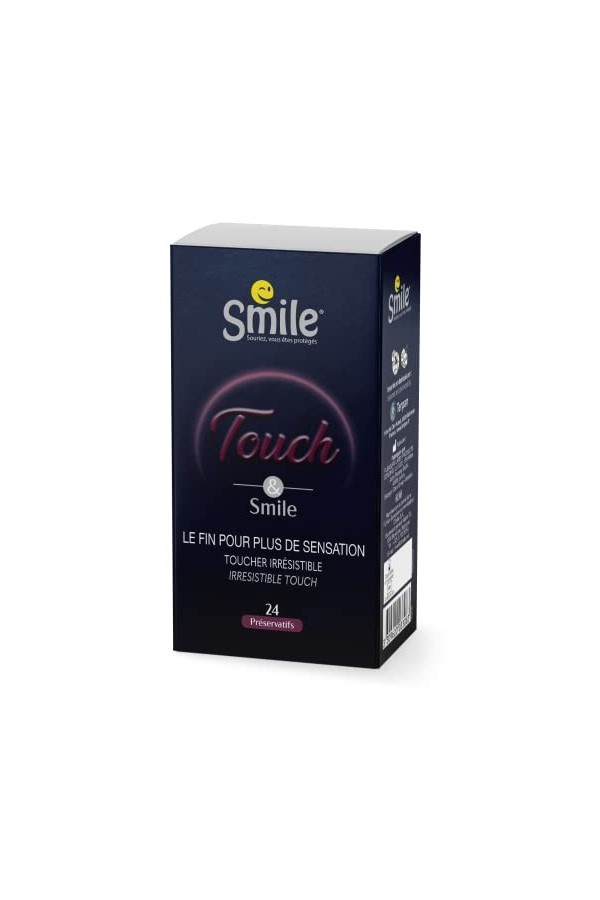 SMILE Préservatifs TOUCH x24 - Le fin pour plus de sensation, toucher irrésistible - Boîte de 24 préservatifs masculins