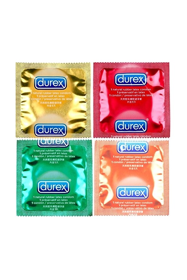 Lot de 16 préservatifs assortis DUREX Pleasurefruits ❤ Panier Gourmand TUTTI FRUTTI ❤ Colorés & Parfumés : Orange - Banane - 