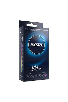 MY.SIZE Mix&nbsp;: 28 préservatifs en 4 versions stimulantes&nbsp;: préservatifs aromatisés, colorés, nervurés & classiques, taille 2, 