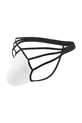 Générique Lingerie Homme Sexy Hot Slip pour Homme Taille Basse Fesse exposée String en Soie de Glace évidé Grande Poche Panta