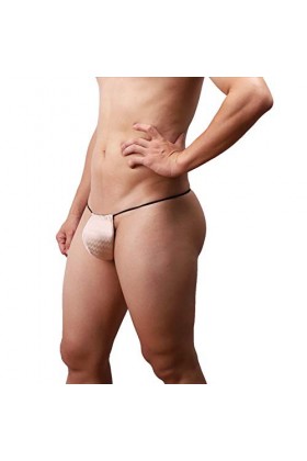 Lingerie Homme Sexy Hot Hommes sous-vêtements Sexy Shorts Slips Solides Pouch Doux Coton Briefs Culottes Robes Brodées Beige