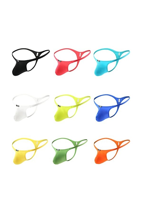 iKingsky String sous-vêtements Homme Taille Basse Tanga en Poche pour Homme avec Dos en Y XXL, Pack de 9