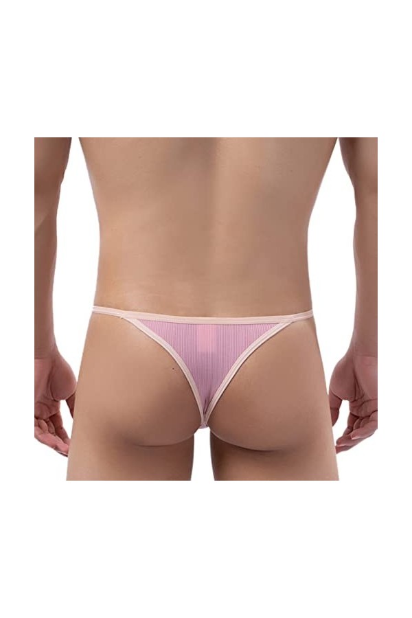 Faringoto String latéral détachable pour homme - Pantalon de bikini gay - Confortable et sexy, rose, M