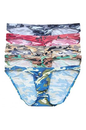 YUFEIDA Homme String Slips Sexy Tangas pour Homme Motif Camouflage Taille Basse Confort Culotte Bikini Briefs Lot