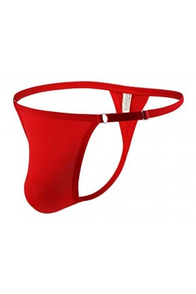 FEOYA- Homme Thong Sexy Évider Ice Silk Briefs Taille Basse Ajustable G-String Jockstrap String Tanga Pouch T-Back Mini Slip 