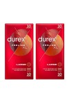 Durex - Lot de 20 Préservatifs Feeling Extra XL - Fins, Extra Large & Extra Lubrifiés - 2x10 pièces 20 Préservatifs 