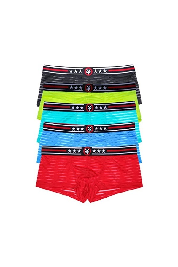 Jungerhouse String Homme Sexy Hot Slips Tangas Thong Bikini Briefs sous-vêtements T-Back avec Bulge Poche XL,G 5pcs 