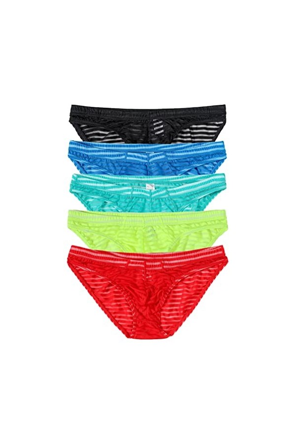 Jungerhouse String Homme Sexy Hot Slips Tangas Thong Bikini Briefs sous-vêtements T-Back avec Bulge Poche XL,G 5pcs 