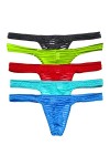 Jungerhouse String Homme Sexy Hot Slips Tangas Thong Bikini Briefs sous-vêtements T-Back avec Bulge Poche XL,G 5pcs 