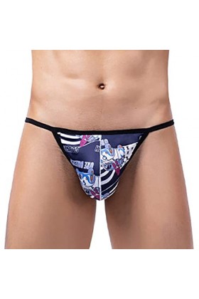 Générique Hommes Sexy Solide Couleur Respirant Taille Basse Tricoté Dentelle String String Briefs Costume Homme Sexy Hot 09A