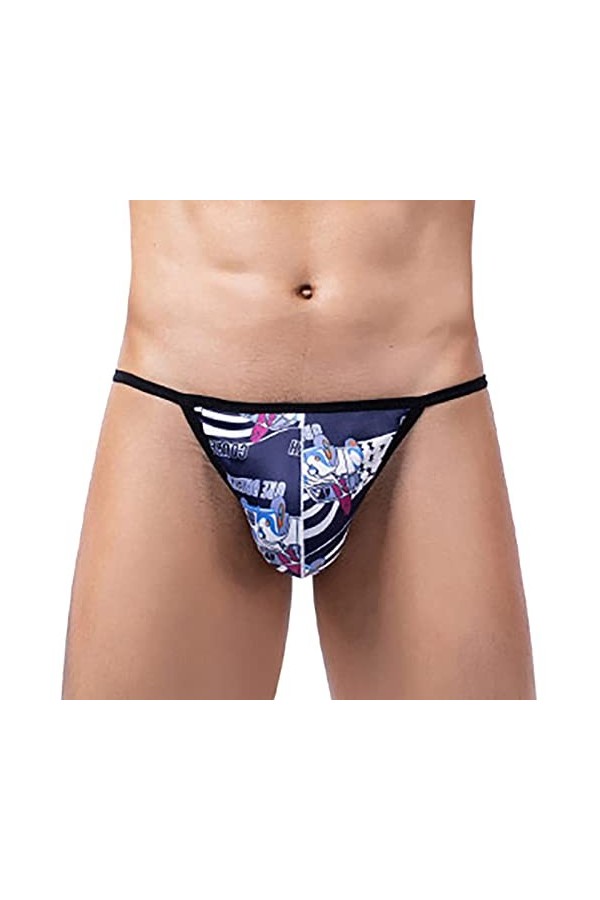 Générique Hommes Sexy Solide Couleur Respirant Taille Basse Tricoté Dentelle String String Briefs Costume Homme Sexy Hot 09A